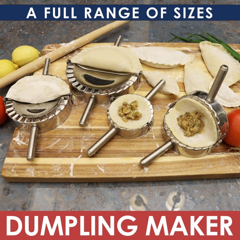 KAYCROWN 3.25 Inch Empanada Press, Stainless Steel Dumpling Maker Dough Cutter Dumpling Mold for Empanada, Dumpling, Ravioli, Pierogi, Turnovers, Calzone (S: 3 1/4 inch) - Image 3
